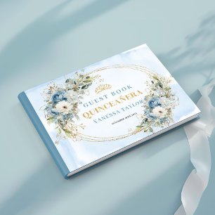 Gold Tiara Boho Quinceañera Guest Book Cover