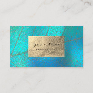 Gold Tiffany Aqua Sepia Foil Botanical Delicate Business Card