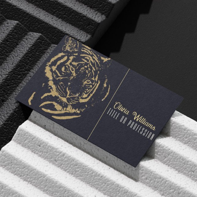 Gold Tiger Black Design Business Card (Creator Uploaded)