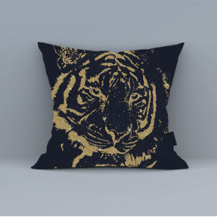 Gold Tiger Black Design Cushion