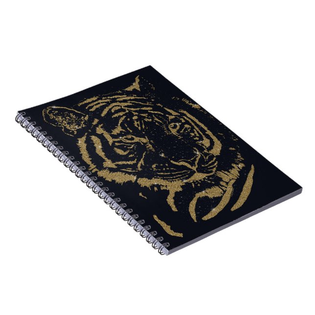 Gold Tiger Black Design Notebook (Right Side)