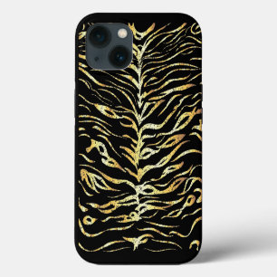 Gold tiger stripes design iPhone 13 case