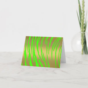 Gold Tiger Stripes Green Holiday Card