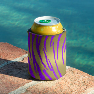 Gold Tiger Stripes Purple Can Cooler