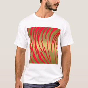 Gold Tiger Stripes Red T-Shirt
