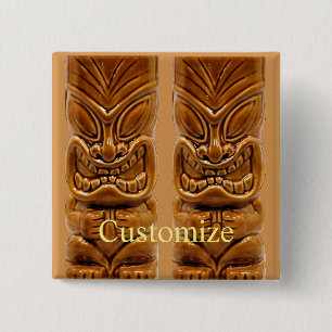 Gold Tiki Sculpture Thunder_Cove 15 Cm Square Badge