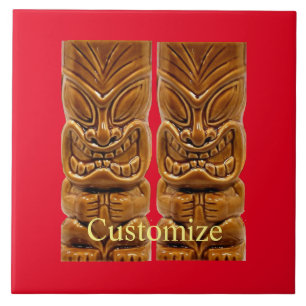 Gold Tiki Sculpture Thunder_Cove Ceramic Tile