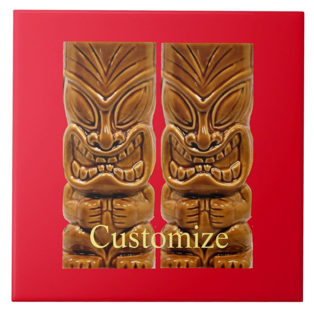 Gold Tiki Sculpture Thunder_Cove Ceramic Tile (Front)