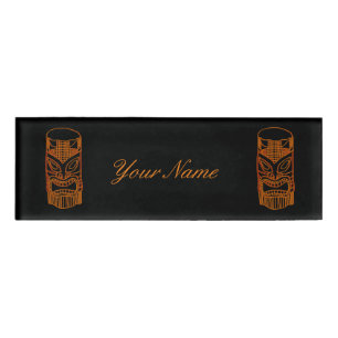 Gold Tiki Sculpture Thunder_Cove Name Tag