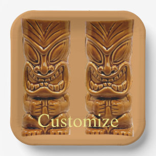 Gold Tiki Sculpture Thunder_Cove Paper Plate