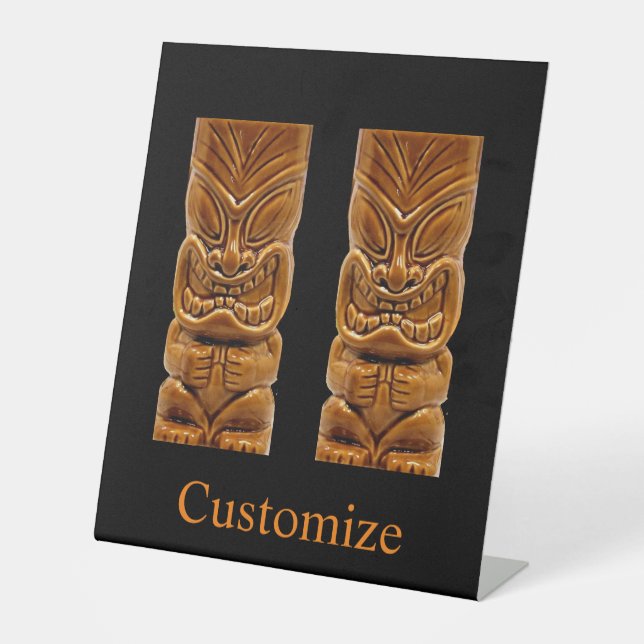 Gold Tiki Sculpture Thunder_Cove Pedestal Sign (Front)