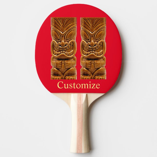Gold Tiki Sculpture Thunder_Cove Ping Pong Paddle (Front)