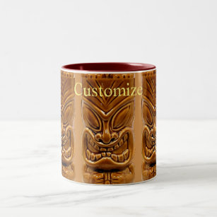 Gold Tiki Sculpture Thunder_Cove Two-Tone Coffee Mug