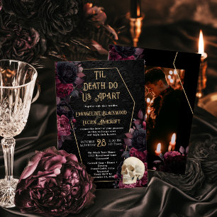 Gold Til Death Do Us Part Gothic Wedding Photo Invitation
