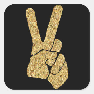 Gold Tiled Peace Hand Sign Sticker