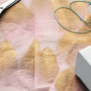 Gold Tipped Pink Feathers Tissue Paper