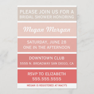 Gold to Coral Bridal Shower Invitation