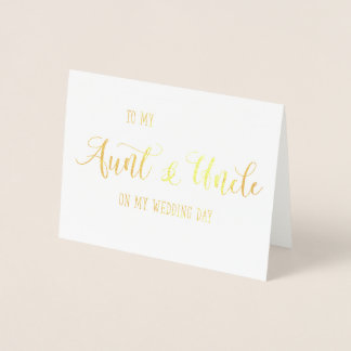 Gold To My Aunt and Uncle on My Wedding Day Card