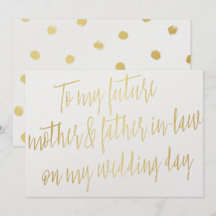 Gold "To my future mother and father-in-law" Invitation