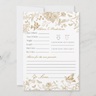 Gold Toile De Jouy Floral Advice for Baby Card