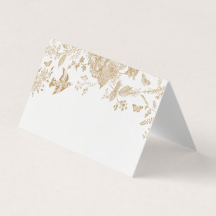 Gold Toile De Jouy Floral Place Card Table Decor