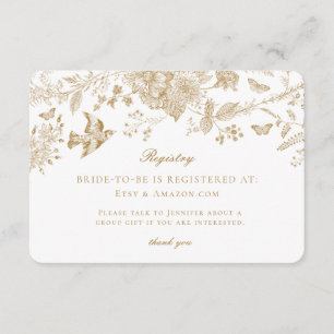 Gold Toile de Jouy Registry Card Invitation Insert