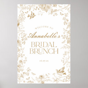 Gold Toile Jouy Floral Bridal Brunch Welcome Sign