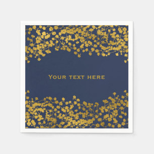 Gold Tone Baby's Breath Blue Elegant Floral Napkin