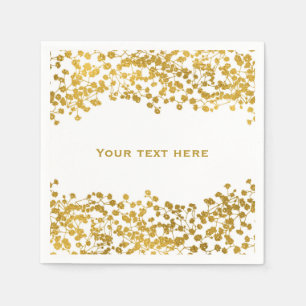 Gold Tone Baby's Breath White Elegant Floral Napkin