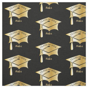 Gold Tone Grad Graduation Cap Name   Class Year Fabric