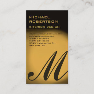 Gold Tone Monogram Interior Designer Business Card