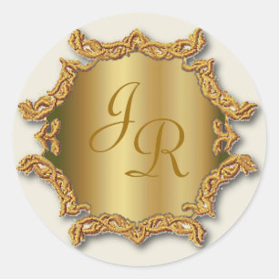 Gold Tone Monogram Sticker Wedding Stickers