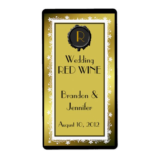 Gold Tone Monogram Wedding Mini Wine Labels