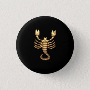 Gold Tone Scorpio Scorpion Symbol Zodiac 3 Cm Round Badge