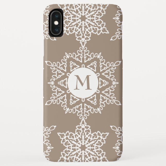 Gold Tone Snowflakes Christmas Monogram Case-Mate iPhone Case (Back)