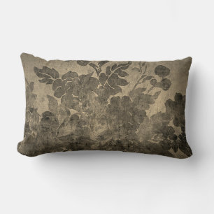 Gold Toned Floral Lumbar/Accent Pillow