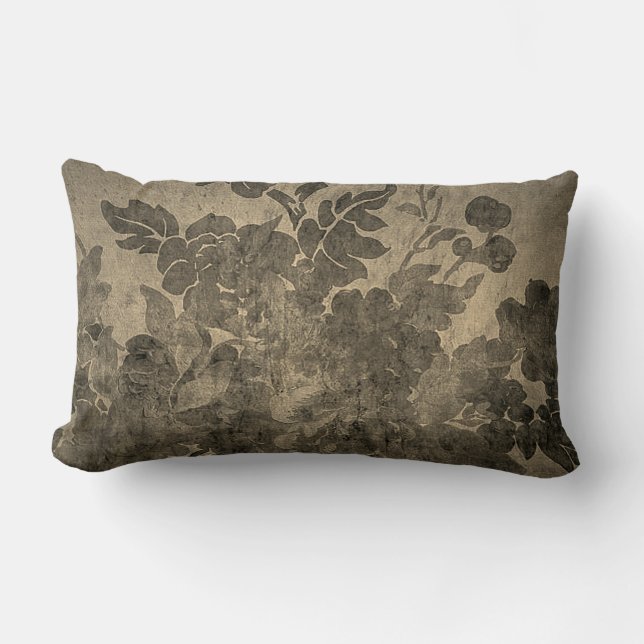 Gold Toned Floral Lumbar/Accent Pillow (Front)