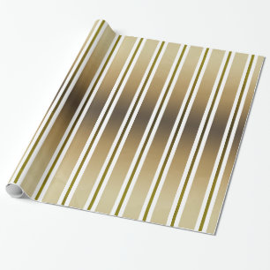 Gold Tones And White Stripes Wrapping Paper