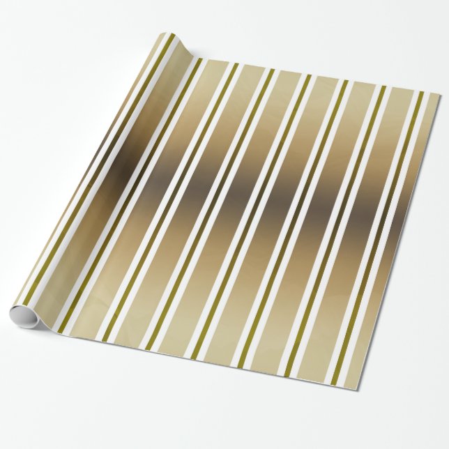 Gold Tones And White Stripes Wrapping Paper (Unrolled)