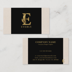 Gold tones letter E floral decorative Business Card