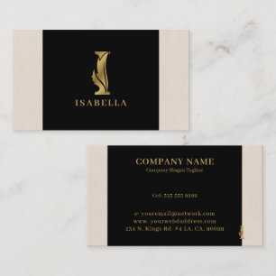 Gold tones letter I floral decorative Business Card