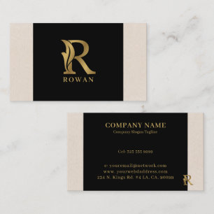 Gold tones letter R floral decorative Business Card