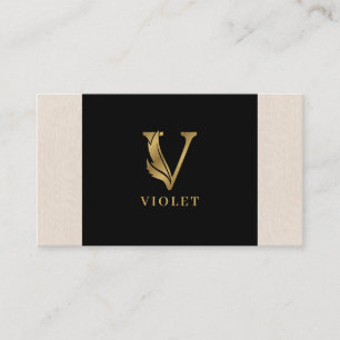 Gold tones letter V floral decorative Business Card