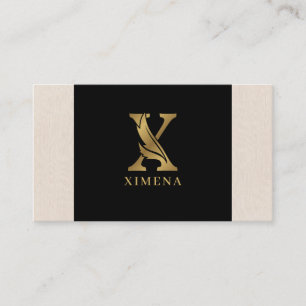 Gold tones letter X floral decorative Business Card