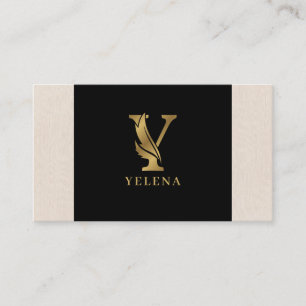 Gold tones letter Y floral decorative Business Card