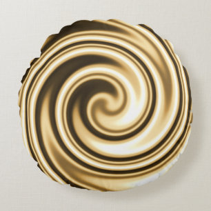 Gold Tones Soft Focus Spiral Swirl Round Cushion