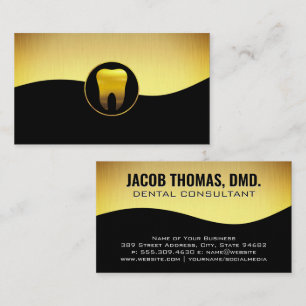 Gold Tooth Icon   Gold and Black Background Business Card