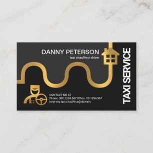 Gold Transport Taxi Route Home Destination Driver Business Card