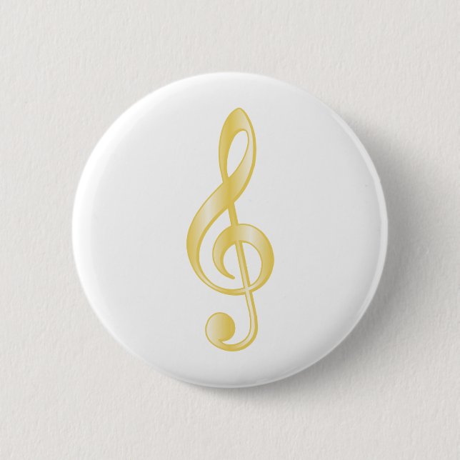 "Gold" Treble Clef 6 Cm Round Badge (Front)
