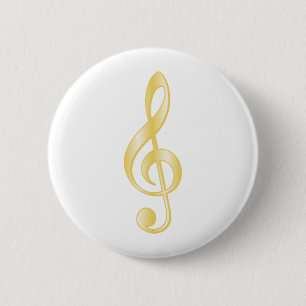 "Gold" Treble Clef 6 Cm Round Badge